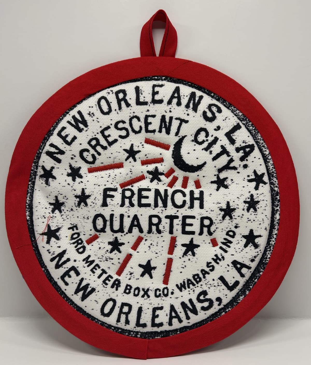 Hand sewn potholder by Tracy Thomson.