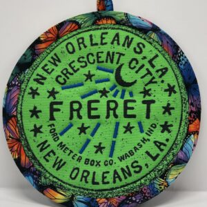 Hand sewn potholder by Tracy Thomson.