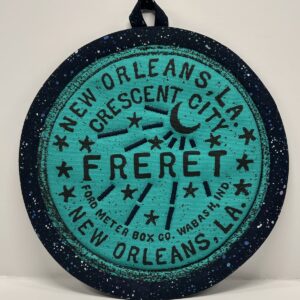 Hand sewn potholder by Tracy Thomson.