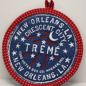 Hand sewn potholder by Tracy Thomson.