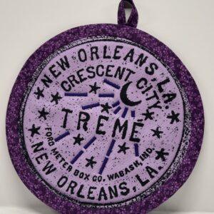 Hand sewn potholder by Tracy Thomson.