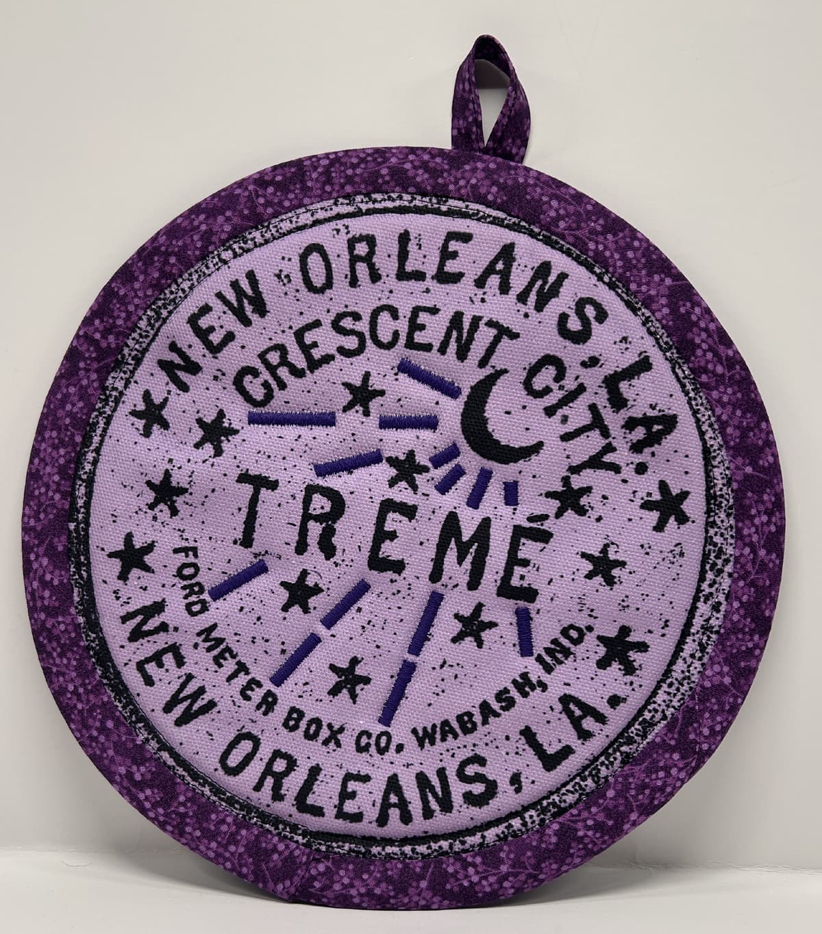 Hand sewn potholder by Tracy Thomson.