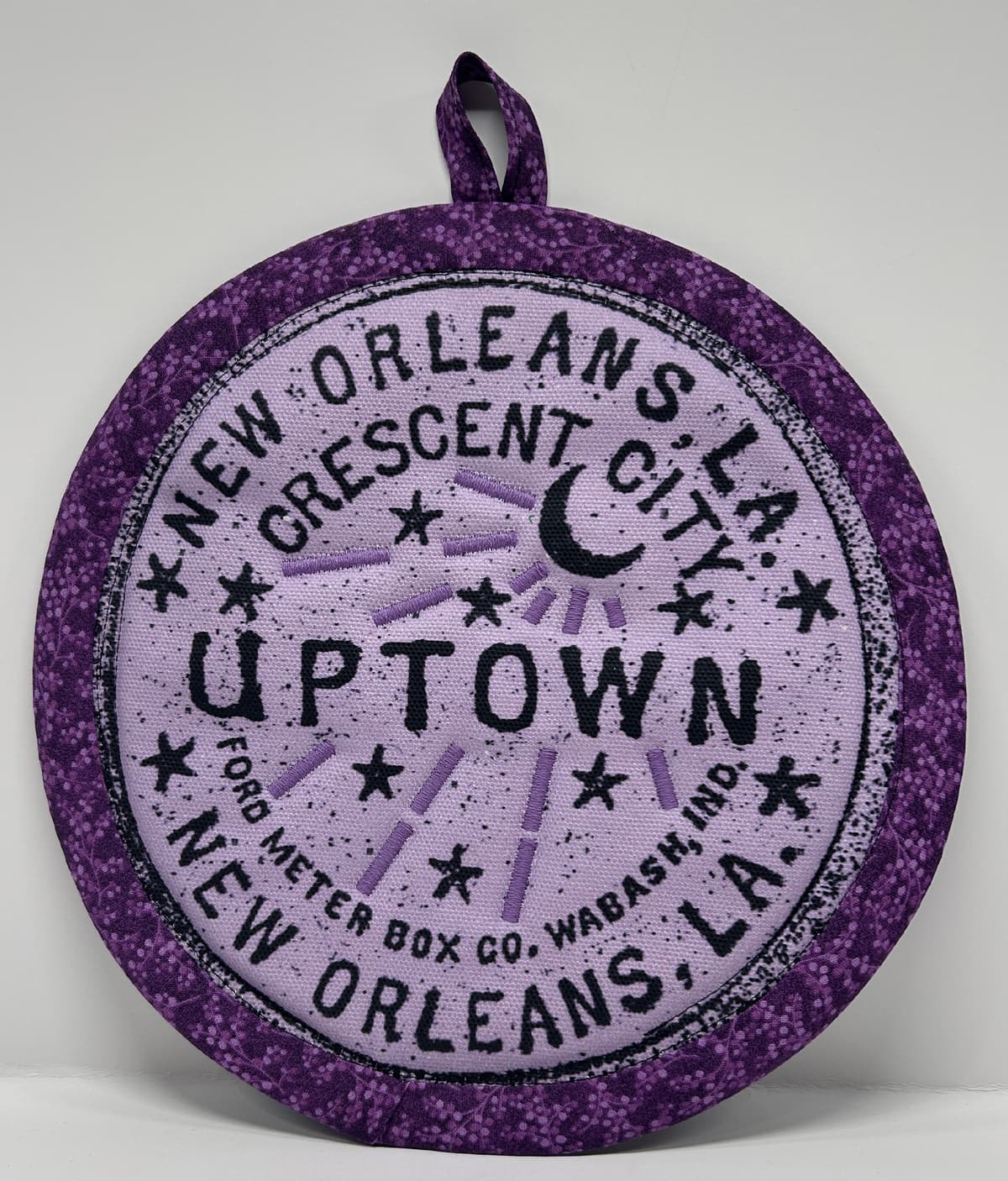 Hand sewn potholder by Tracy Thomson.