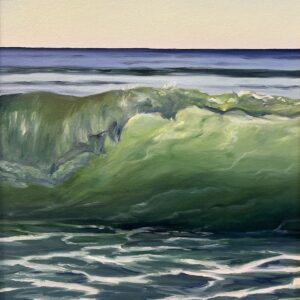 Green Wave (vertical) original painting on canvas by Mary Loftus.